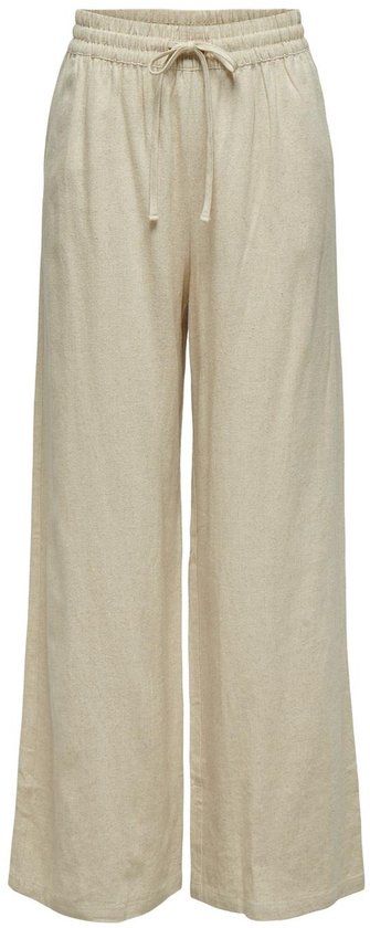 JDY JDYSAY HW LINEN WIDE Broek Dames - Oatmeal Melange - Maat M/32