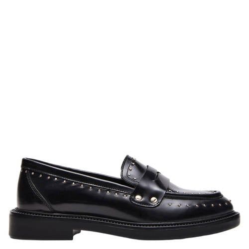 Steve Madden Harloe leren loafers met studs zwart