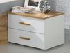 WOLFPA Set de 2 tables de chevet blanc laqué brillant/chêne wotan