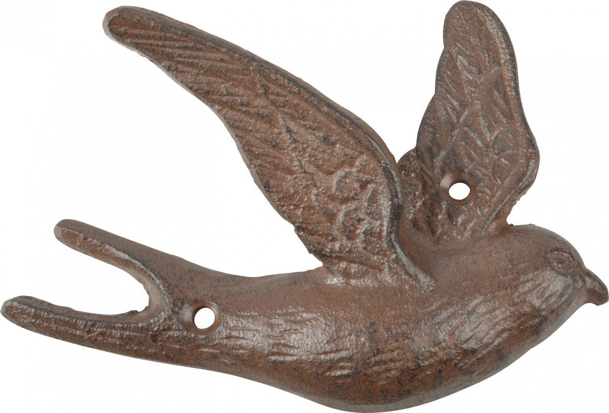 Esschert Design Muurhaak Vogel - 14,6 x 9,9 cm - Gietijzer - Bruin