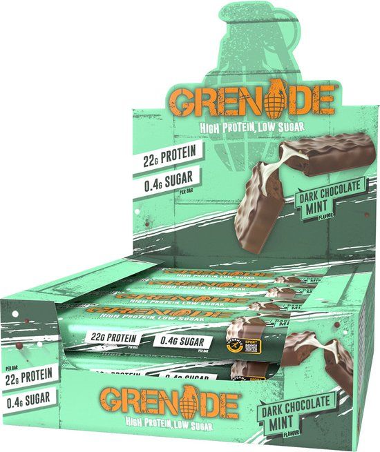 Grenade High Protein Low Sugar Protein Bar Dark Chocolate Mint 12 x 60g