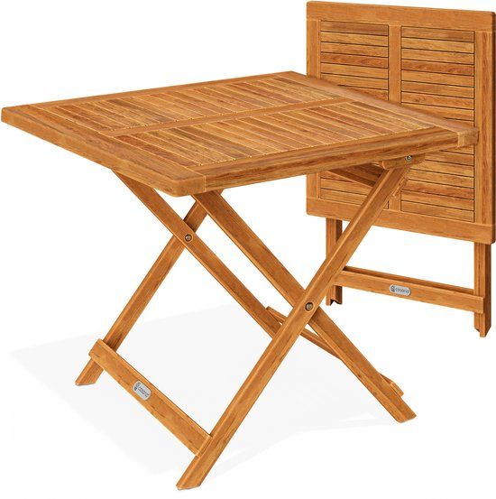 Casaria Bijzettafel - Acacia Hout Inklapbaar 70x70x73 cm - Bruin