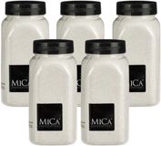 Mica Decorations decoratie zand - 5x - 650ml - wit - hobby zandkorrels - sierzand - voor windlichten