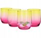 Glasmark Ombre Glazenset - 4 stuks, 280 ml, roze/geel