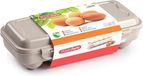 PLASTICFORTE Eierdoos - koelkast organizer eierhouder - 10 eieren - taupe - kunststof - 27 x 12,5 cm