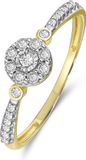 Lucardi Dames 14K geelgouden entourage ring 23 diamanten 0,10ct