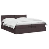 vidaXL Ottoman Bed with Mattress and LED Dark Brown 200 x 200 cm Fabric
