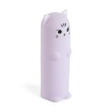 Back2Fun - Pennenetui voor school, licht in het donker, zachte siliconen, Ø 65 x 19 cm, ritssluiting achter, Kawaii-stijl voor schooltijd, kitten