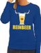 Bellatio Decorations Reinbeer Foute kersttrui / sweater blauw voor dames - Maat M