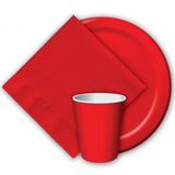Merkloos / Sans marque Haza-Witbaard Gebaksbord Rood Papier Rond 23 cm