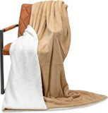 Wicotex Plaid deken Espoo Camel 150x200cm met Witte Sherpa