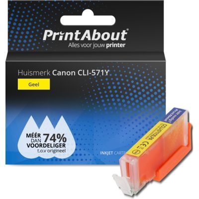 PrintAbout Huismerk Canon CLI-571Y Gele Inktcartridge - Compatibel