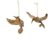 Decoris Kolibrie plastic hang goud kerstbal hangdeco kerst