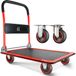 Chariot plateforme pliable, capacité de 150 kg, roulettes pivotantes à 360°, couleur rouge