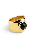 SINGULARU - My Onyx Ring - Massief koperen ring met 18 karaat vergulde afwerking. en Onyx Stone - Sieraden voor dames - Gemaakt in Spanje - Verschillende afwerkingen en maten