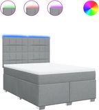 vidaXL Boxspring met matras - Stof - Lichtgrijs - 160x200 cm