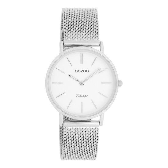 Oozoo Vintage Zilverkleurig/Wit horloge 32 mm - Zilverkleurig