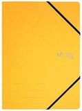 VON Leitz Set van 5 documentenmappen A4, met elastische bandsluiting, karton, voor 150 vel, lichte project- en papieropslag, voor school, studie & thuis, geel, 30110015