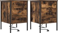 vidaXL Nachtkastje Rook Eiken Bewerkt Hout Set van 2