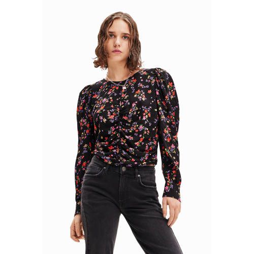 Desigual Gebloemde Top Zwart/Multi