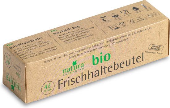 NATURAPACKAGING - Natura composteerbare voedselzakken 25 x 4 liter - 35 stuks