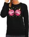 Bellatio Decorations Foute kersttrui - sweater - zwart - roze Kerst Ballen borsten - voor dames - kerstkleding / christmas outfit M