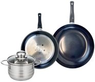 Fackelmann Set van 2 Koekenpannen 20 en 24 cm en 1 braadpan 14 cm Elo Prima Brillant