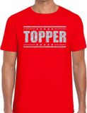 Bellatio Decorations Shoppartners Bv Rood Topper shirt in zilveren glitter letters heren - Toppers dresscode kleding XL