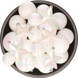 Decoris Kerstballen en Ornamenten - Parelmoer Wit - 32 stuks
