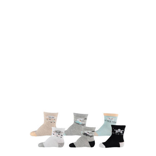 Apollo Apollo baby sokken - set van 6 beige/grijs/blauw/lichtblauw
