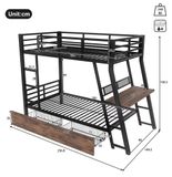 StarTech Metaal hoogslaper - 90 x 200 cm - Opbergruimte - Veiligheidshek - LED-lichtbalk - Bureau - Zwart