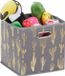 Merkloos Relaxdays Stoffen Opbergmand Cactus Print Vierkant Grijs/Goud