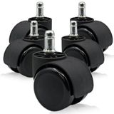 Bureaustoelwielen, Ofituria Bureaustoelwielen, 5 stuks rubberen wielen voor bureaustoel, bureaustoelwielen, 11 x 22 mm sterke en krasbestendige zwenkwielen (5 wielen)