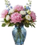 Gerimport Vase à fleurs Segura - Blauw - Transparant - Glas - 13 x 23 cm