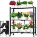 Azomor® Étagère à fleurs pliable en métal à trois niveaux pour intérieur et extérieur
