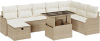 vidaXL Tuinbank Set 9-delig Beige Polyrattan