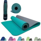 Schildkröt Tapis de yoga, 183 x 61 cm, 4 mm, Sac inclus, Bleu/Gris, Antidérapant