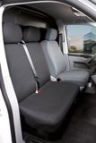 Walser Autostoelhoes Transporter Fit van stof antraciet geschikt voor VW T5 - Dubbele Bank front