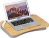 Relaxdays laptopkussen - bamboe - 51 x 36 cm - handvat - schoottafel bed bank - grijs