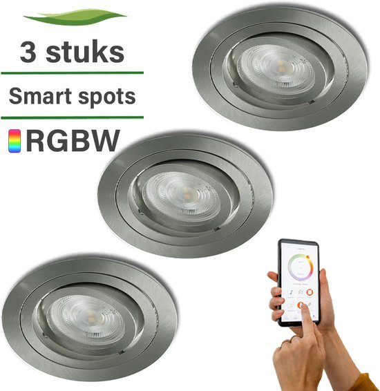 Lybardo en Ynoa Smart inbouwspot - 3-pack - White & Color Tones - Ynoa Smart Home - Werkt met o.a. Philips Hue* en Homey - RGBW - Dimbaar - zigbee 3.0