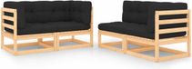 vidaXL 4-delige Loungeset massief grenenhout Naturel en antraciet