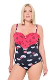Ulla Popken Badeanzug Chloe, Valentines Edit, eendelig badpak voor dames, zwart., 42