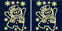 Merkloos Kerst raamstickers - 2x st - sneeuwpop plaatjes - 29,5 x 40 cm - raamversiering
