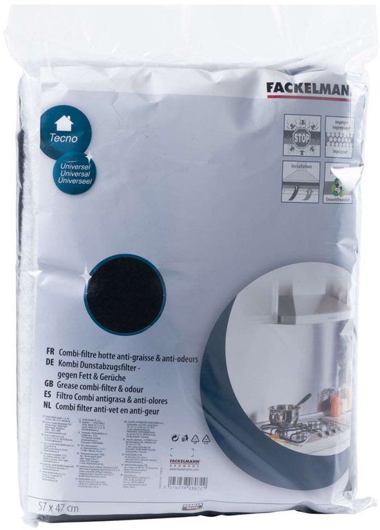 Fackelmann Filter voor afzuigkap polyester gecombineerd met actieve kool 57 x 47 cm