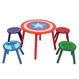 Disney Marvel Avengers Tafel- en krukset voor 4 personen, belastbaar tot 30 kg per kruk, perfect voor spelletjes en activiteiten, klein, meerkleurig
