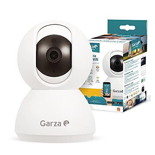 Garza Smarthome Wifi 360 IP Camera Compatibel Met Alexa Apparaten Met Display En Google Chromecast 720P Hd Smart Camera, Ingebouwde Microfoon En Nachtzicht, 8 x 8 x 11.8 cm, Wit