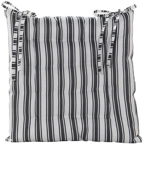 Annas collection Stoelkussen 38x38 cm Antraciet Streep