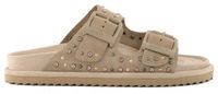 Colors of California Two Buckle Sandal With Studs Beige Suede Women's Size 37