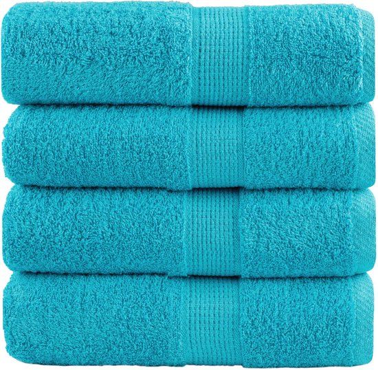 vidaXL Premium washandjes SOLUND 4 stuks turquoise 30x30 cm 600 g/m²