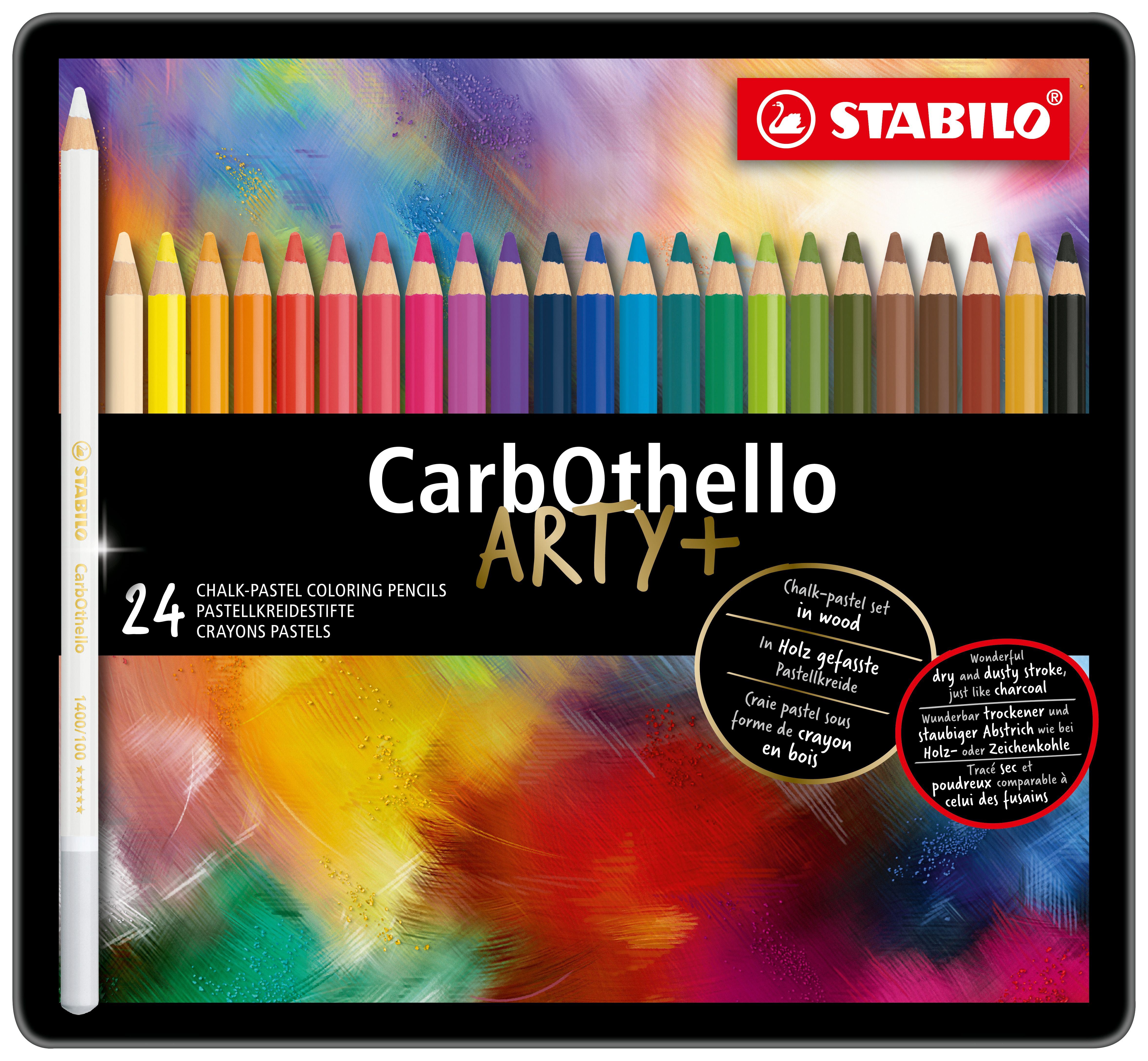 STABILO CarbOthello - Kalkpastel Kleurpotloden - 24 Kleuren in Metalen Etui